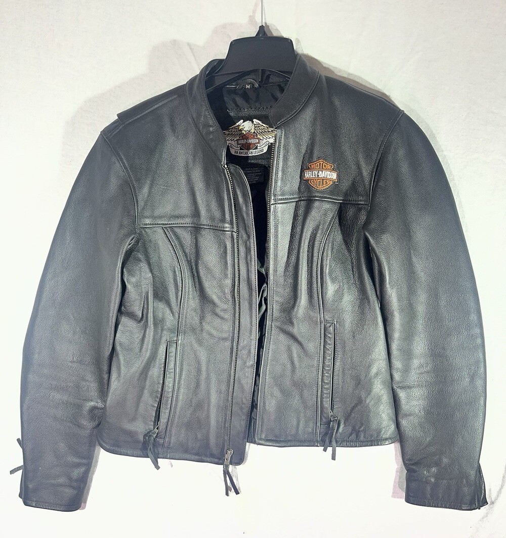 Vintage 2006 Harley Davidson Women’s Leather Motorcycle Jacket Size Medium Black